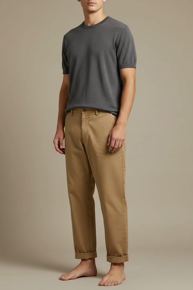Pantalon Japonais Chino Camel Décontracté Coton Homme