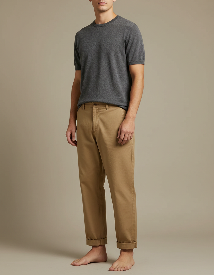 Pantalon Japonais Chino Camel Décontracté Coton Homme