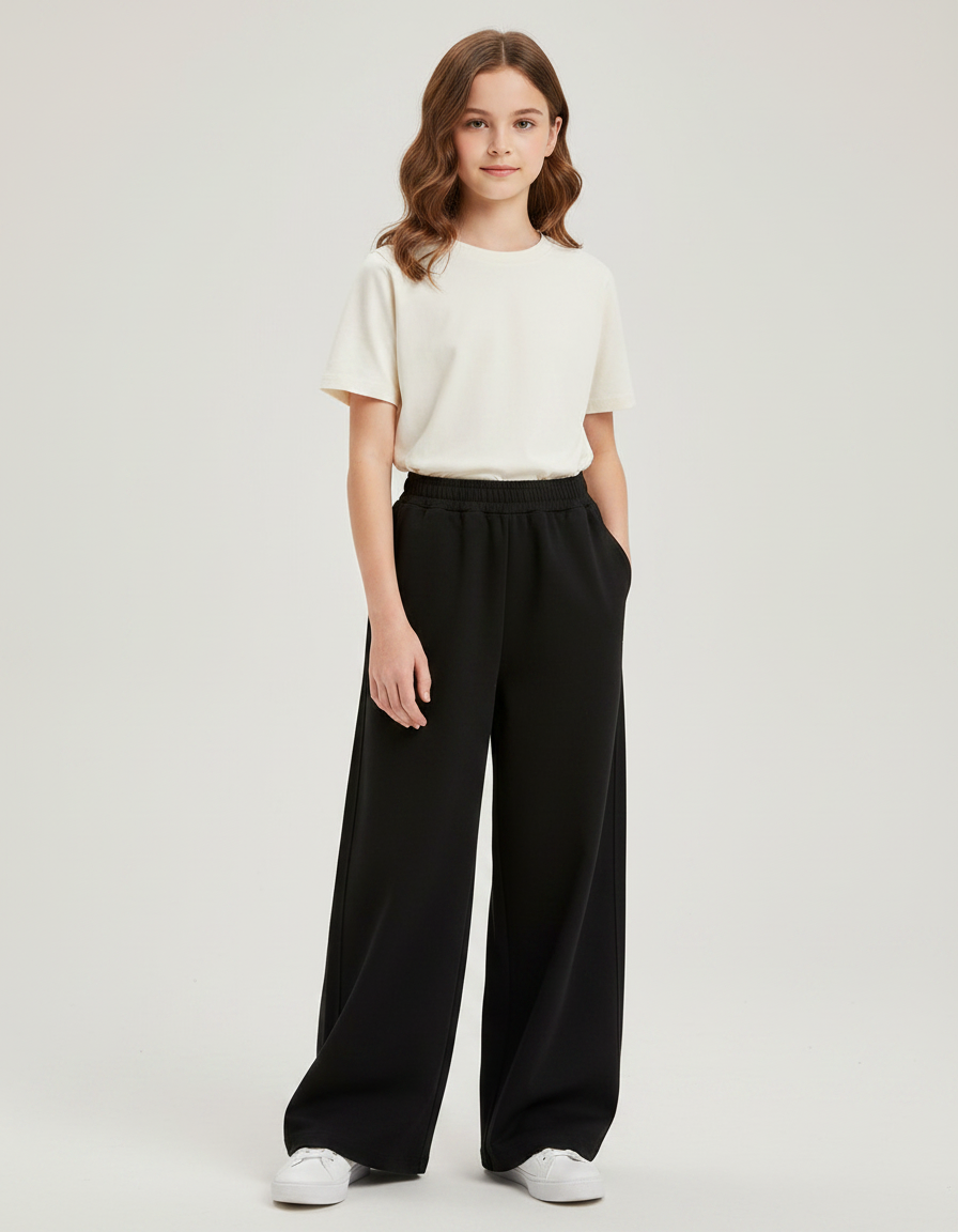 Pantalon Japonais Noir Ample Sport Confortable Fille - Molleton