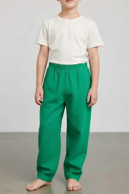 Pantalon Japonais Vert Ample Coton Enfant