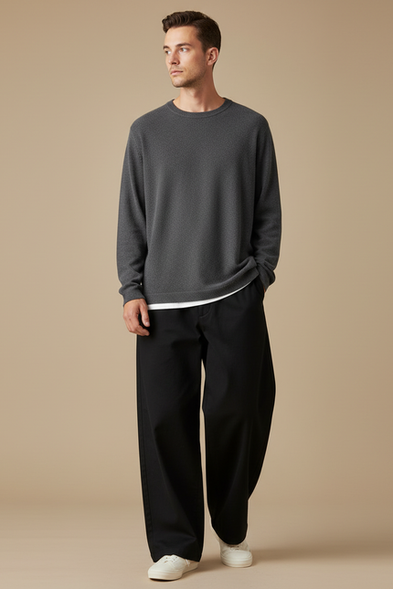 Pantalon Japonais Ample Noir Décontracté Homme - Coton