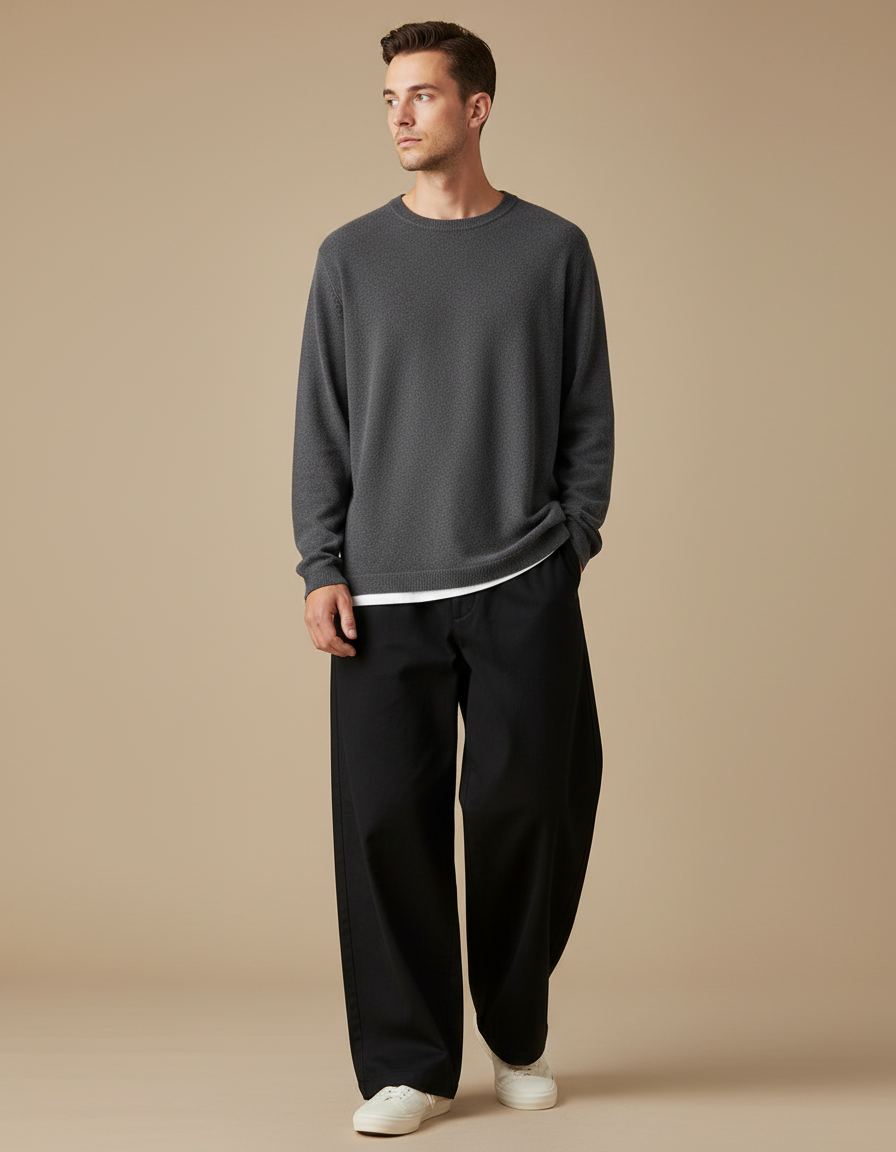 Pantalon Japonais Ample Noir Décontracté Homme - Coton