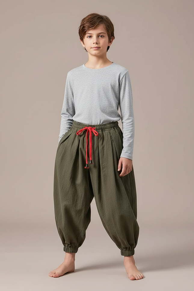 Pantalon Japonais Kaki Ample Coton Enfant