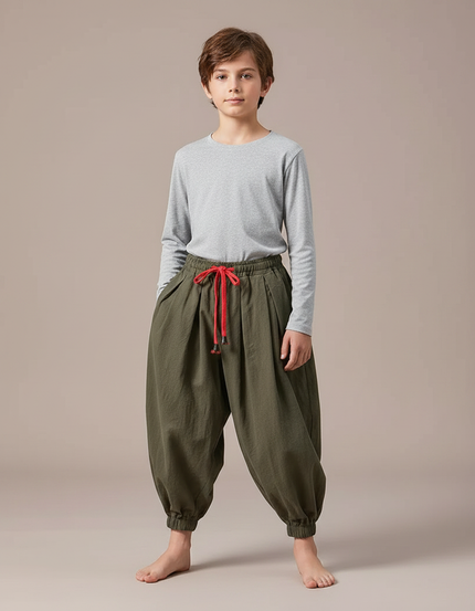 Pantalon Japonais Kaki Ample Coton Enfant