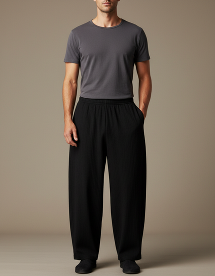 Pantalon Japonais Noir Ample Coton Décontracté Homme