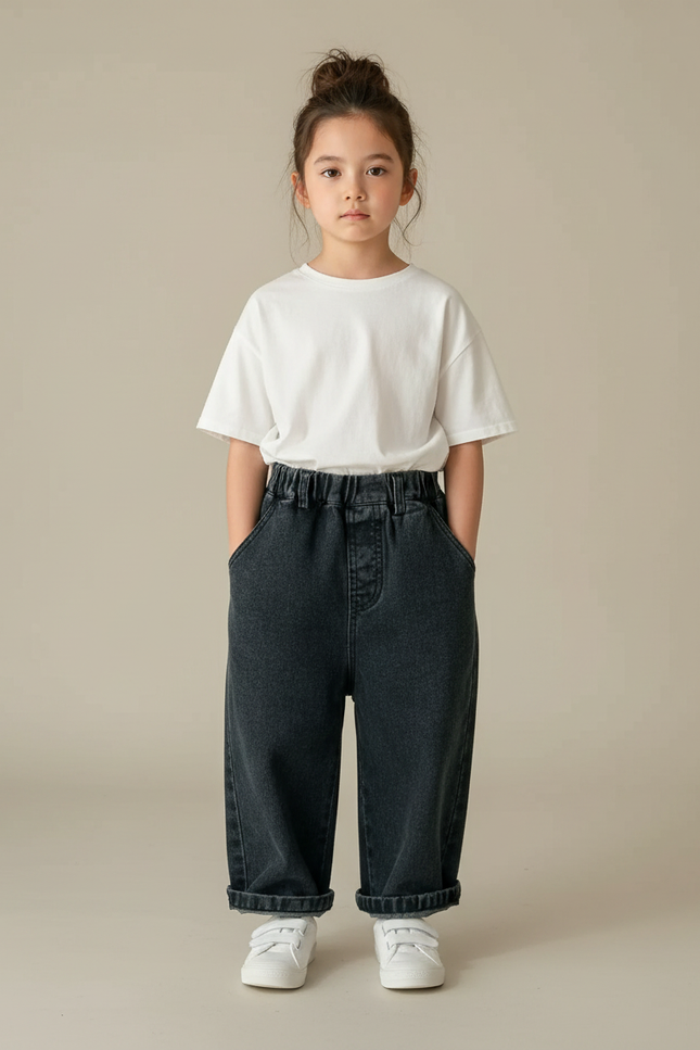 Pantalon Japonais Denim Ample Enfant Gris - Jean
