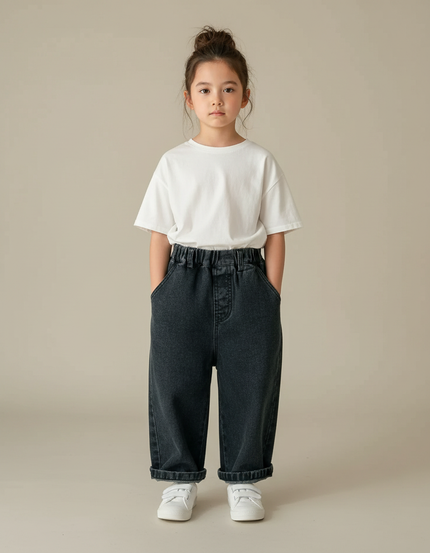 Pantalon Japonais Denim Ample Enfant Gris - Jean