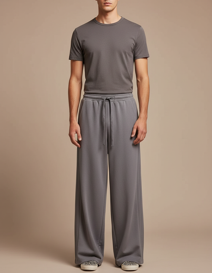 Pantalon Japonais Gris Ample Molleton Décontracté Homme