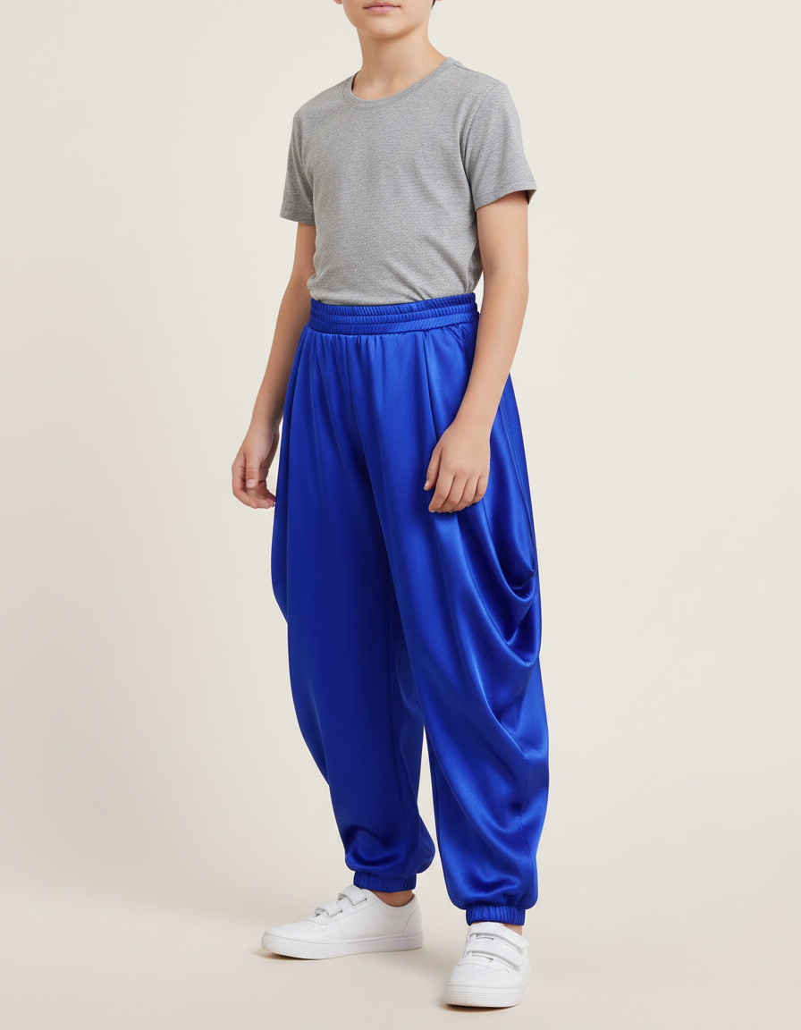 Pantalon Japonais Bleu Satin Ample Enfant Fête