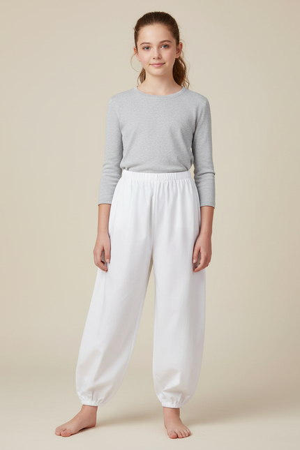 Pantalon Japonais Blanc Ample Coton Enfant