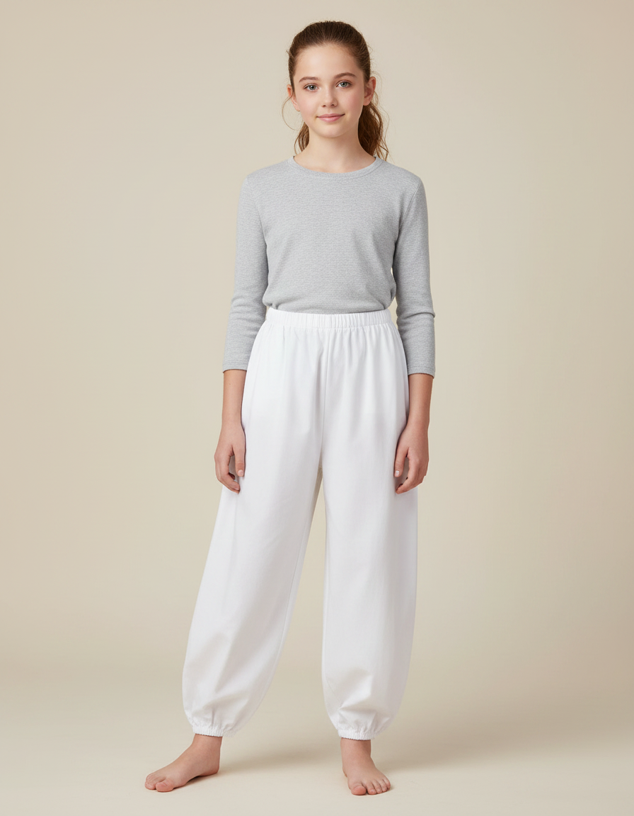 Pantalon Japonais Blanc Ample Coton Enfant