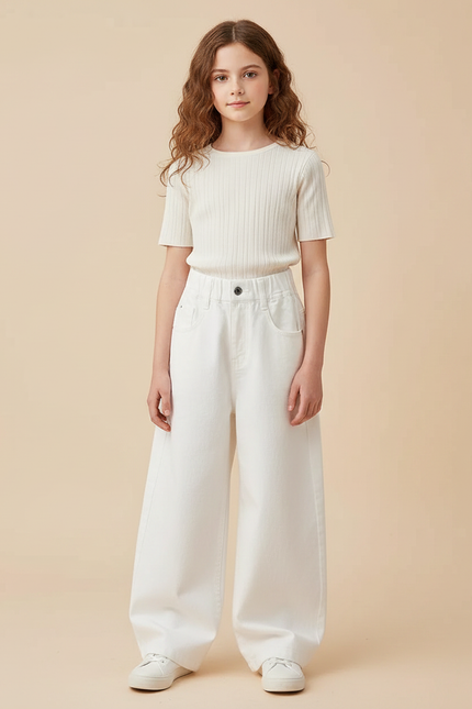 Pantalon Japonais Blanc Cassé Ample Décontracté Coton - Jean