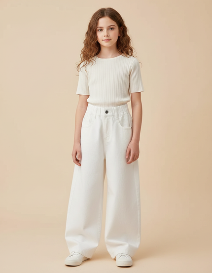 Pantalon Japonais Blanc Cassé Ample Décontracté Coton - Jean