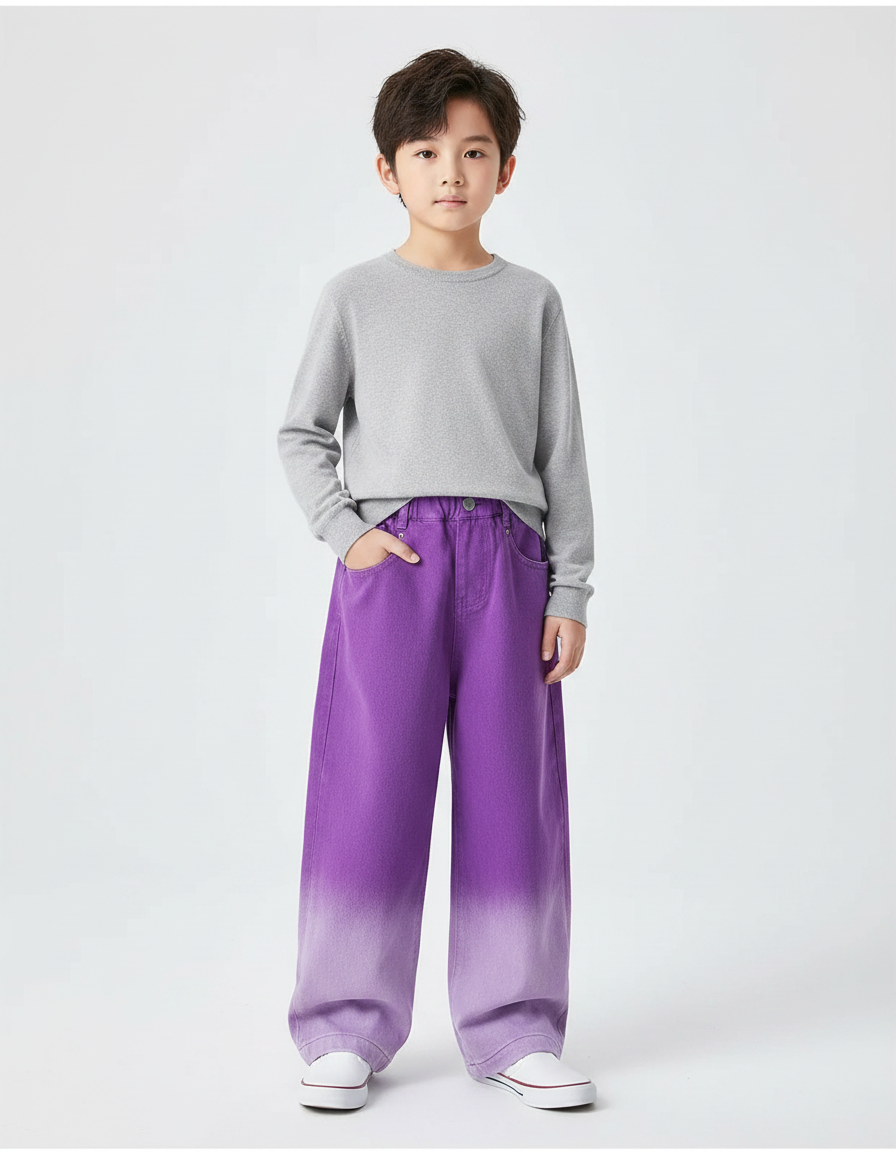 Pantalon Japonais Dégradé Violet Ample Enfant Denim - Jean