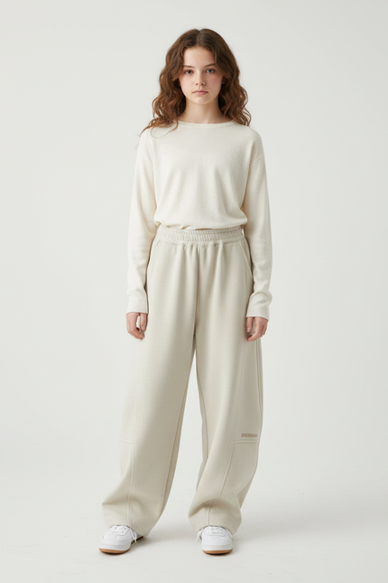 Pantalon Japonais Beige Ample Coton Sport Enfant - Molleton