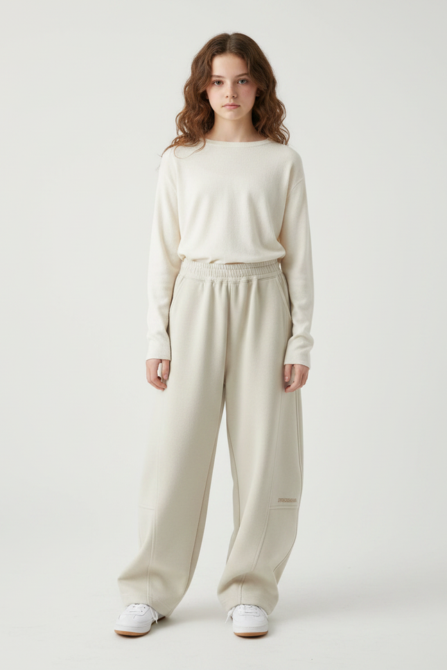 Pantalon Japonais Beige Ample Coton Sport Enfant - Molleton