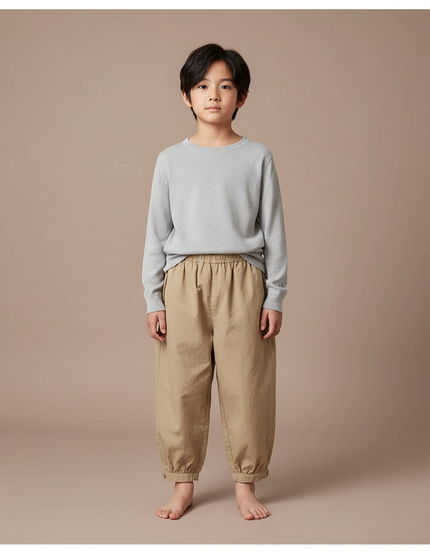Pantalon Japonais Beige Ample Coton Enfant Resserré