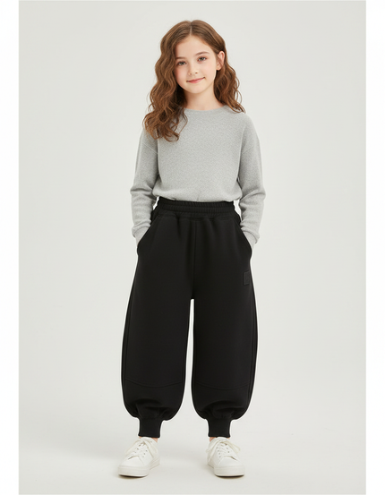 Pantalon Japonais Noir Molleton Ample Hiver Enfant