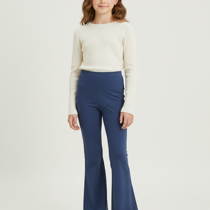 Pantalon Japonais Bleu Marine Évasé Élastique Fille - Polyester