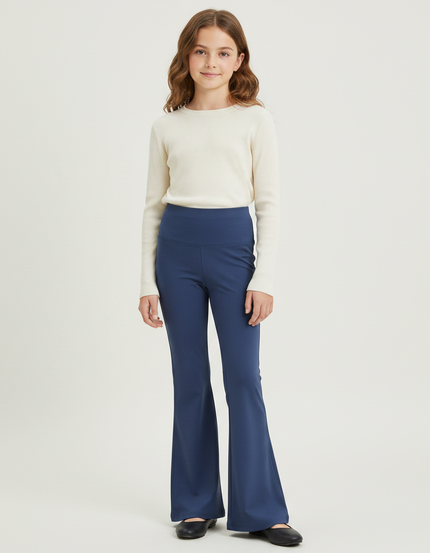 Pantalon Japonais Bleu Marine Évasé Élastique Fille - Polyester