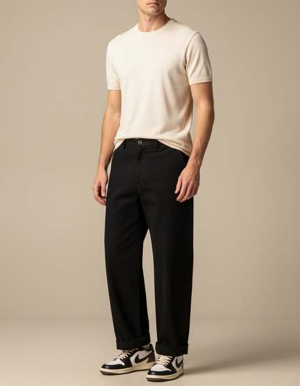 Pantalon Japonais Homme Noir Ample Coton - Gabardine