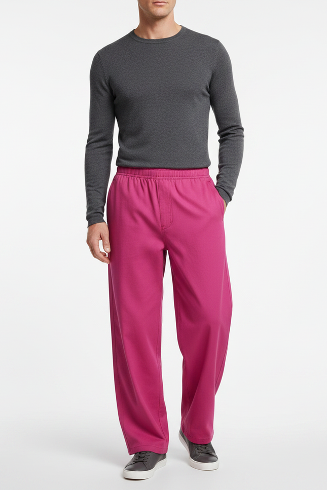 Pantalon Japonais Homme Ample Coton - Rose Molleton