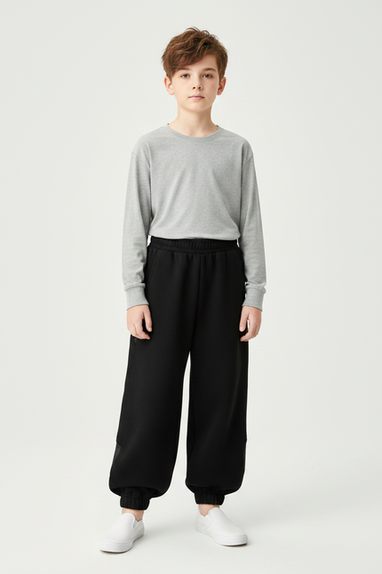 Pantalon Japonais Noir Ample Décontracté Confortable - Molleton