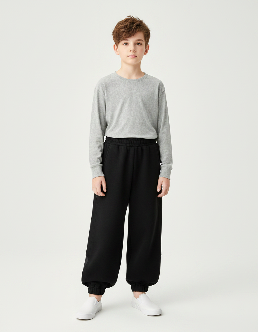 Pantalon Japonais Noir Ample Décontracté Confortable - Molleton
