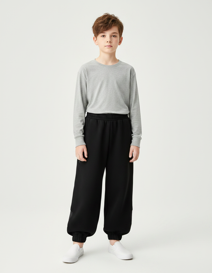 Pantalon Japonais Noir Ample Décontracté Confortable - Molleton