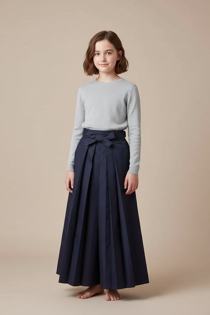 Pantalon Japonais Plissé Ample Bleu Marine Coton - Gabardine