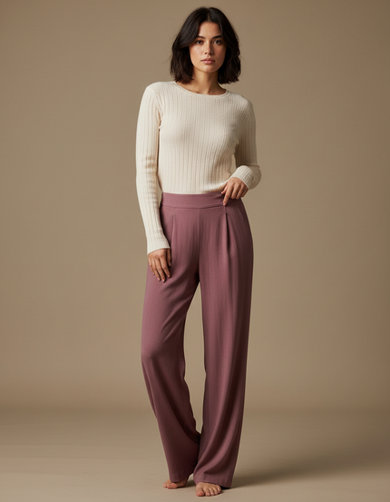 Pantalon Japonais Rose Plissé Ample Fluide Élégant - Viscose