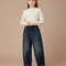 Pantalon Japonais Denim Ample Fille Doublé Hiver - Bleu Jean