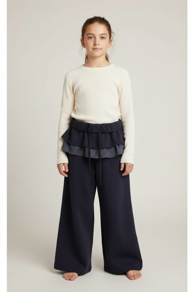 Pantalon Japonais Ample Bleu Marine Épais Enfant - Molleton