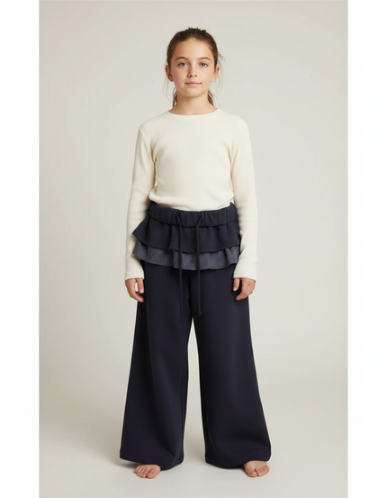 Pantalon Japonais Ample Bleu Marine Épais Enfant - Molleton