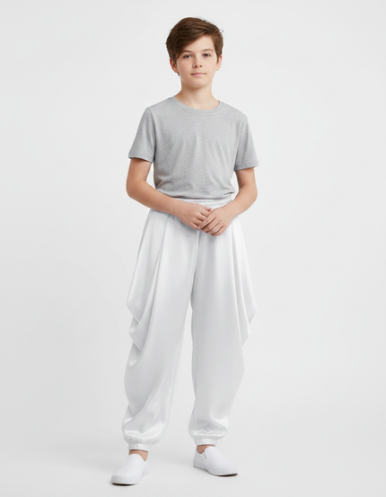 Pantalon Japonais Blanc Satiné Ample Garçon Danse