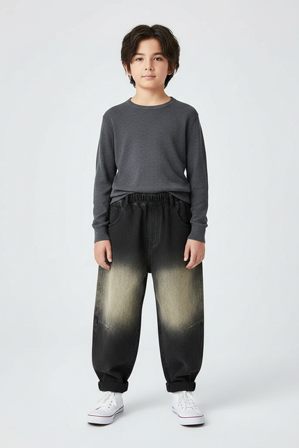 Pantalon Japonais Denim Dégradé Ample Enfant - Multicolore Jean