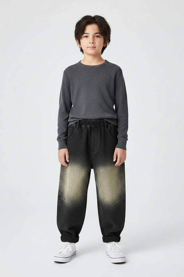 Pantalon Japonais Denim Dégradé Ample Enfant - Multicolore Jean