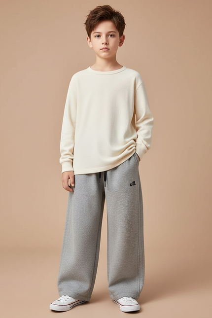 Pantalon Japonais Gris Ample Coton Sport Enfant - Molleton