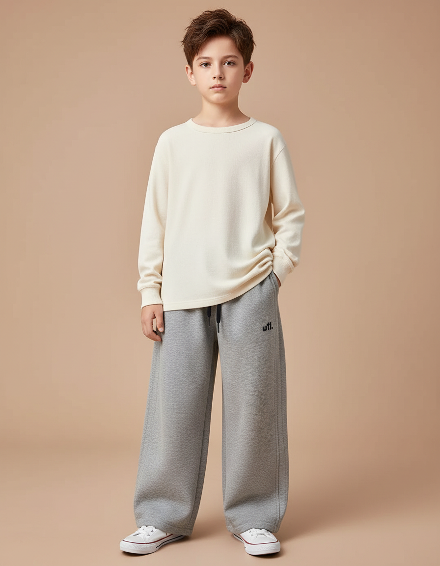 Pantalon Japonais Gris Ample Coton Sport Enfant - Molleton