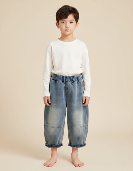 Pantalon Japonais Denim Bleu Ample Garçon Décontracté - Jean