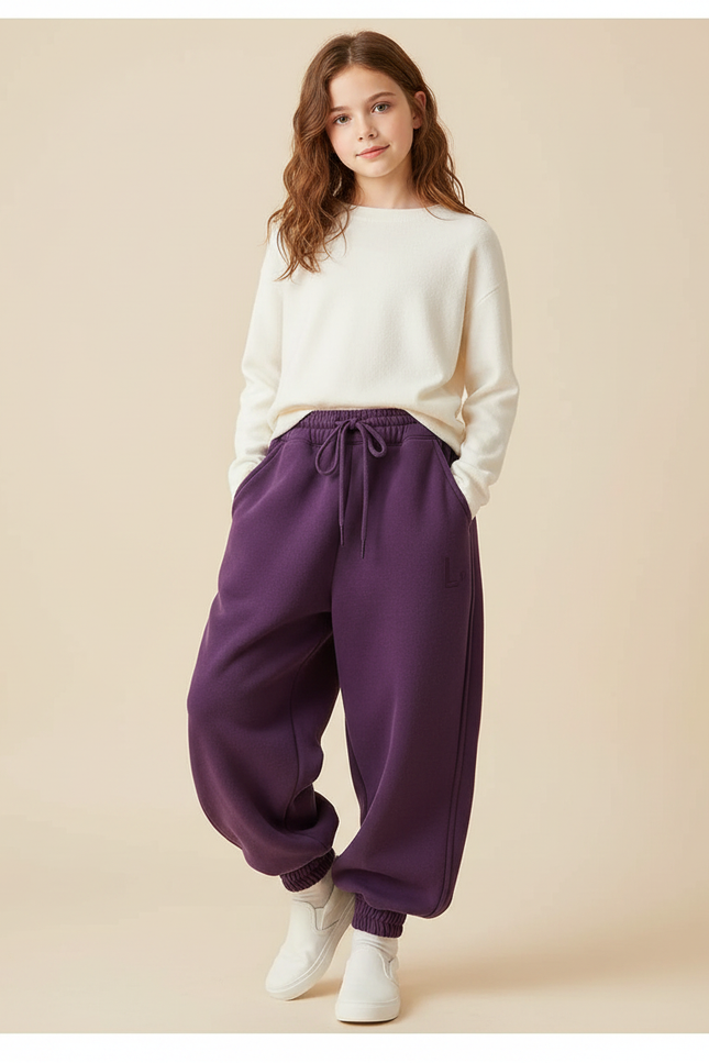 Pantalon Japonais Violet Ample Polaire Enfant - Molleton