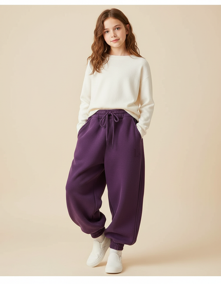 Pantalon Japonais Violet Ample Polaire Enfant - Molleton