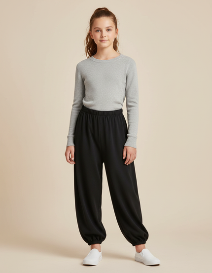 Pantalon Japonais Noir Ample Enfant Décontracté - Molleton