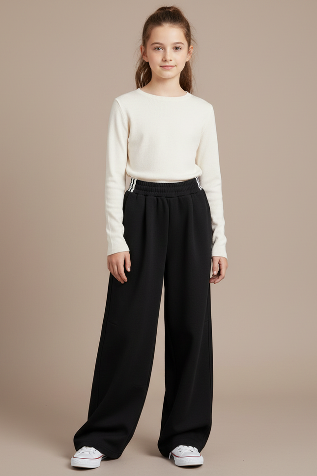 Pantalon Japonais Noir Ample Coton Sportif Fille - Molleton
