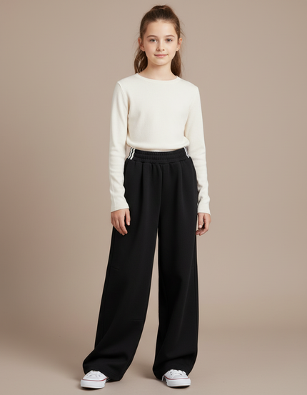 Pantalon Japonais Noir Ample Coton Sportif Fille - Molleton