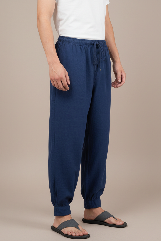 Pantalon Japonais Bleu Marine Ample Coton Homme