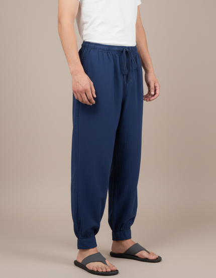 Pantalon Japonais Bleu Marine Ample Coton Homme