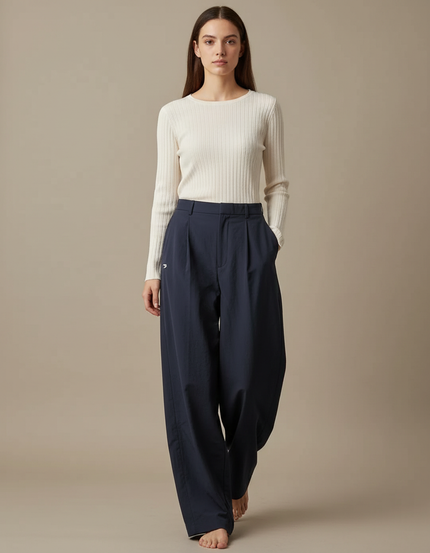 Pantalon Japonais Bleu Marine Ample Fluide Décontracté - Polyester
