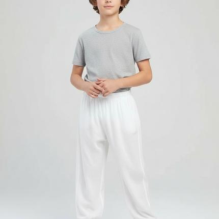 Pantalon Japonais Blanc Ample Coton Enfant Confortable
