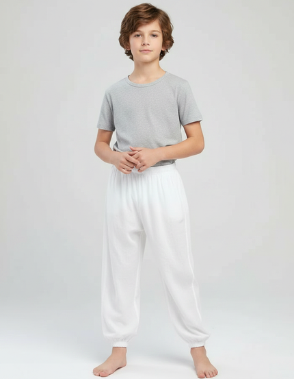 Pantalon Japonais Blanc Ample Coton Enfant Confortable